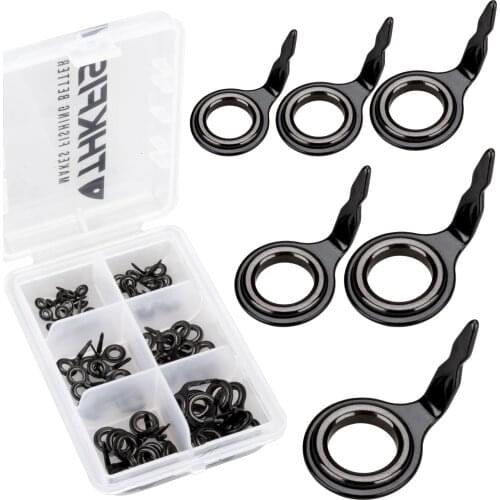 60pcs/box Fishing Rod Guides #4-#10 Fishing Pole Guide Ring Repalcement Repair Kit Fishing Tackle Accessories