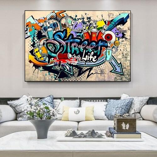 Abstract Street Letters Colorful Graffiti Mural Poster Family Childrens Room Bedroom Wall Decoration Canvas Art (no Frame)