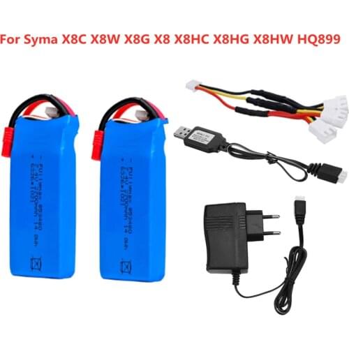 2s RC Lipo Battery 7.4v 2700mAh and USB Charger for Syma X8C X8W X8G X8 X8HC X8HG X8HW HQ899 T70CW RC Quadcopter Spare Parts