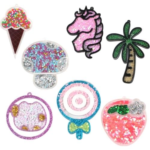 David accessories Unicorn Cake Acrylic Hot Fashion Liquid Quicksand Cover For Phone DIY Sequin Ice Cream Patch Cases,5Yc7202