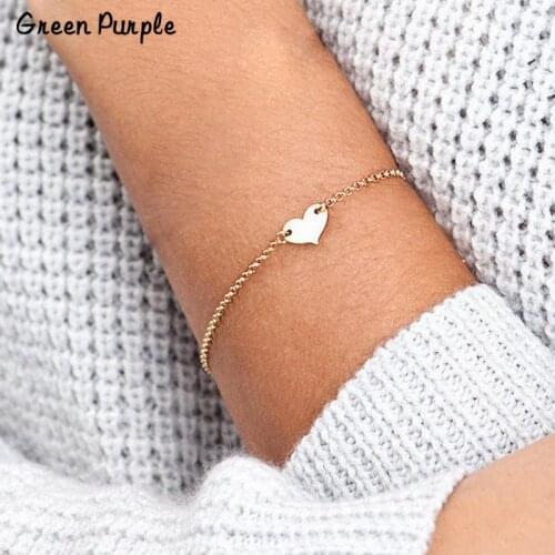 Heart Shape Bracelet Handmade Gold Wrap Name Jewelry Charm Letter Bracelet Vintage Boho Bangles