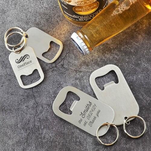 50 Custom Logo Keychain Stainless Steel Bottle Openers Bar Tool Thank You Gifts for customers Return Gifts for Party