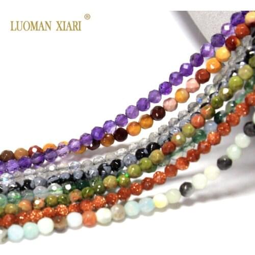 Wholesale AAA+ Faceted 3mm Natural Stone Amazonite Amethysts Agates Beads For Jewelry Making DIY Bracelet Necklace Strand 15