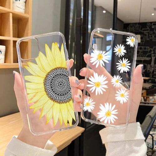 JAMULAR Cute Summer Daisy Sunflower Clear Phone Case For iPhone 7 11 Pro Max SE 2020 X XS XR 8 6Plus Floral Soft TPU Cover Coque