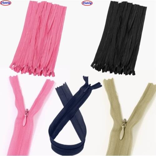 25Pcs Long Invisible Zippers Smoothly Zippers Opens/Close Zipp Garment/Bags DIY Nylon Coil Zipper For Sewing Clothes Accessorie