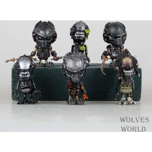 6pcs/set Q version Predator Series Predator Anniversary Jungle Hunter action figure toy 8cm