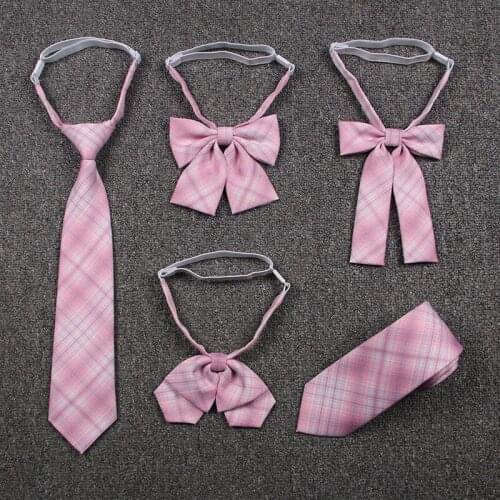 Preppy Style Pink School Uniform Bow Tie Orthodox JK Plaid Bow Tie Student Tie Bow Tie Adjustable