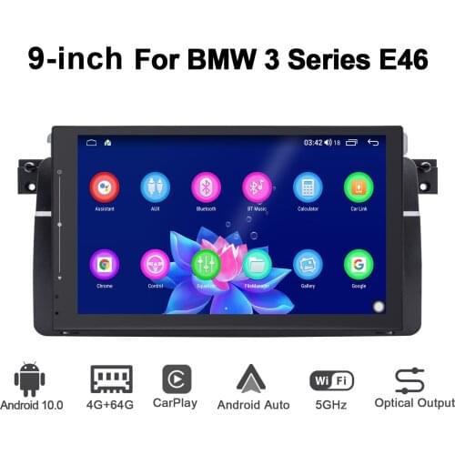 Joying Head Unit Android 10 Auto Radio 9” Central Multimedia 1 din For BMW 3 Series E46 Plug And Play DVR OBD2 Camera Bluetooth