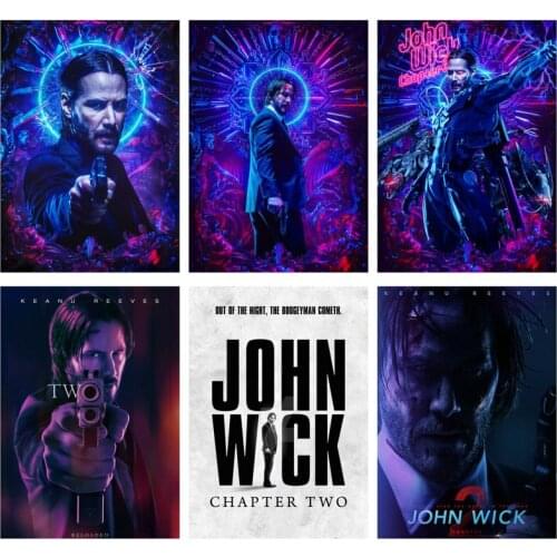 CANVAS Painting Moive John-Wick Chapter JohnWick Parabellum Keanu Reeves Hoodlum Mobster Thugs In Black Suits Poster Wall Art