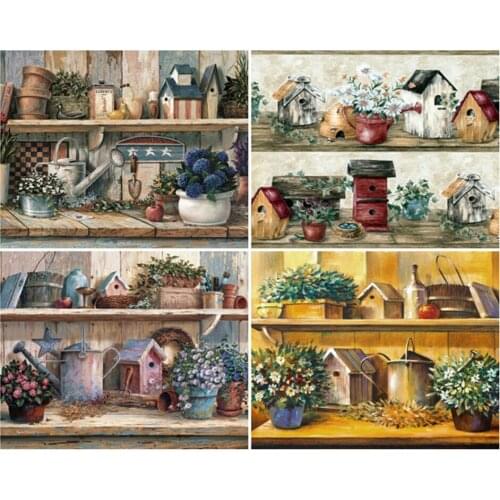 YI BRIGHT 5D Diy Diamond Painting Cross Stitch Kit Diamond Mosaic Embroidery Potted Plants Painting Square/Round Drill Gift