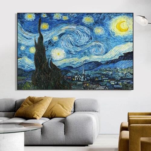Van Gogh Starry Night Famous Art Canvas Paintings on The Wall Posters and Prints Impressionist Wall Art Pictures for Living Room