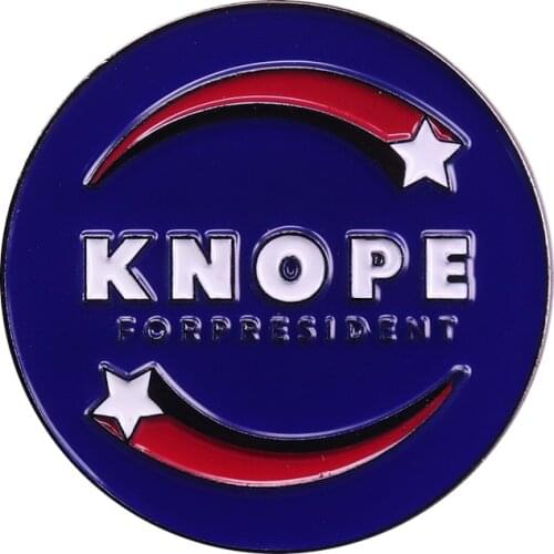 Knope For President Red Lightning Stars Enamel Brooch