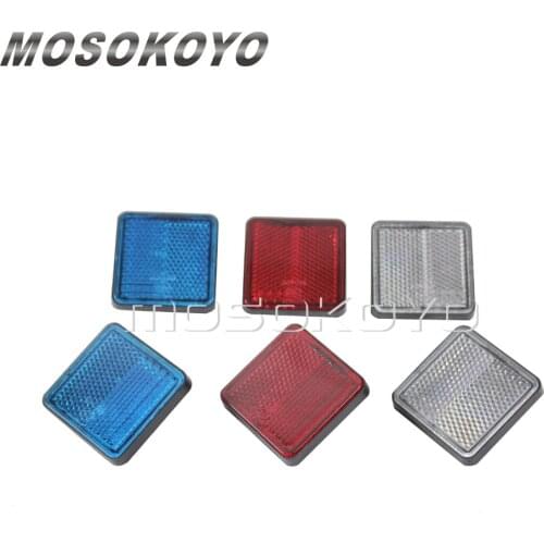 Red Square 2pcs Motorcycel ATV Dirt Bike Safety Warning Reflective Reflector for Honda Suzuki Kawasaki
