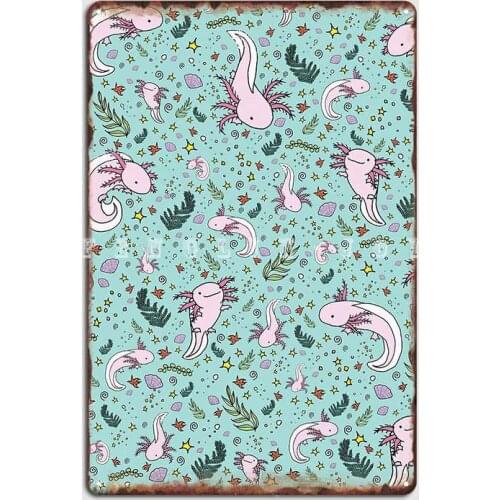 Axolotl Metal Sign Retro Living Room Wall Decor Wall Cave Tin Sign Poster