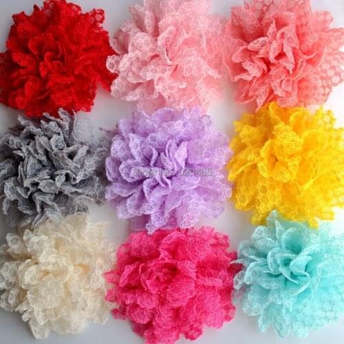 Soft fashion Promotion Hot Sale Lace Chiffon Flowers Solid Ballerina Flower wholesale 50PCS Lace Flower for headband accessories