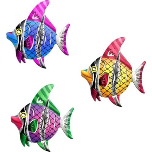 Wall Metal Fish Sculpture Art Crafts Hanging Ornament for Garden Patio Living Room Balcony Decoration