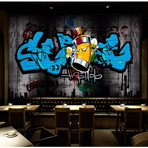 Custom 3D Wall Murals Wallpaper Retro Street Graffiti Art Wall Painting Cafe Bar KTV Background Wall Decoration Mural De Parede