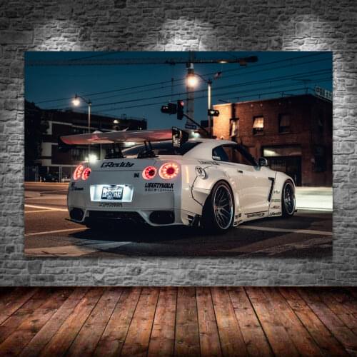 Nissan Tuning GT R R35 White Super car Posters And Prints Modern Wall Art Picture Canvas Paintings For Living Room Decor