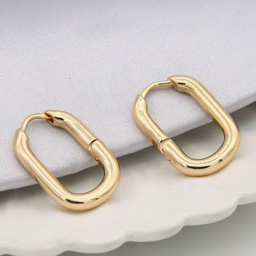 2019 New Fashion Selling French Gold Chic O Shaped Hoop Earrings Womens Chunky Hoops Geometrical Brass Earrings Minimalist