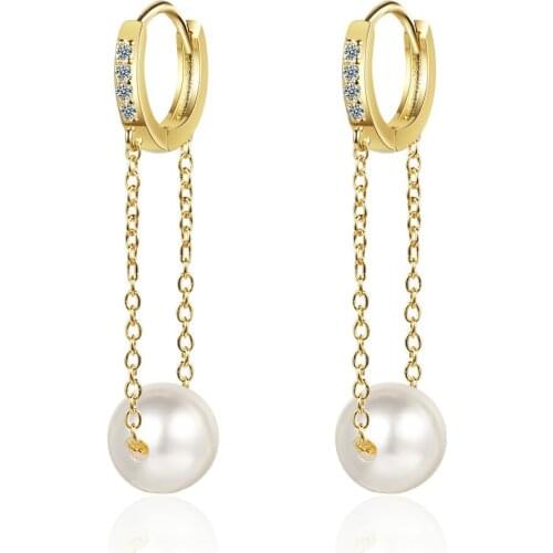 New 925 Sterling Silver Ear Buckle Inlaid Zircon Pearl Earrings Geometric Earrings WomenS Jewelry Gifts