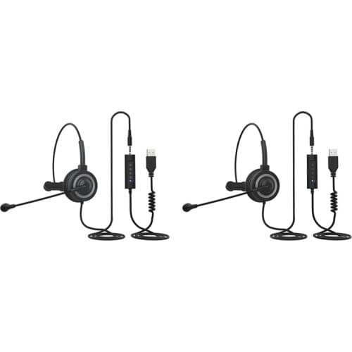 Office Headset With Mic BH69 3.5Mm USB Computer Headset Noise Reduction Headphone For Call Center PC Cellphone