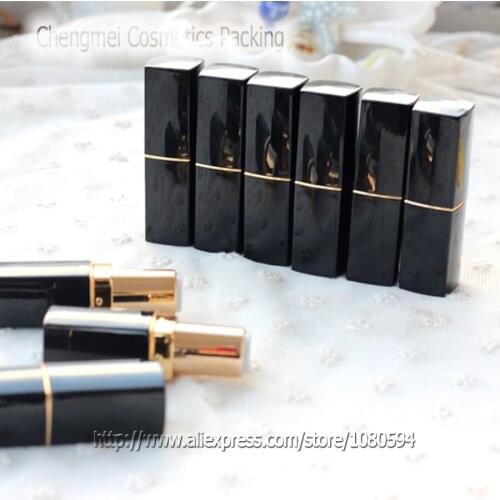 Wholesale Square Empty Aluminum Lip Stick Tube Black Color 12.1mm for Lip Rouge DIY Lip Gloss Wand Tubes
