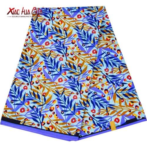 Xiaohuagua Autumn African Printed Fabric Blue Purple Pastoral Polyester Fits 6 Size Ankara Sewing Party Sexy Dress FP6436