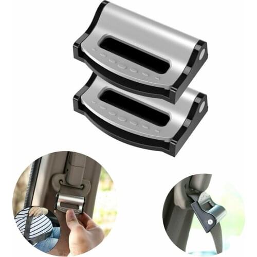 Safety Auto Seat Belt Strap Traveling (Silver) 2pcs Adjustable Buckle Clip Clips