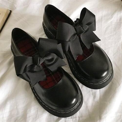 LoveLive College Girls Shoes Students Japanese Style LOLITA JK Shoes Bow Lovely PU Leather Uniform School Cosplay Shoes