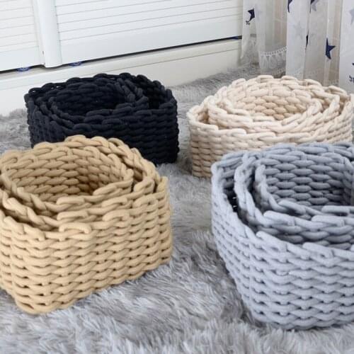 Foreign Trade Woven Cotton Rope Storage Basket Simple Desktop Sundries Cotton Thread Storage Box Containing Frame