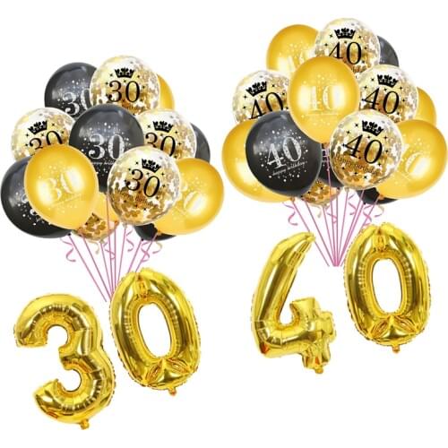 30th Birthday Party Balloons Gold Black Latex Ballons Adult Birthday Party Decoration 30 40 50 60 Confetti Balloon Party Supplie