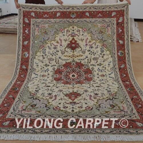 Yilong 6'x9' Oriental persain carpet wool rug 100% silk exquisite handmade oriental wool rug (1465)