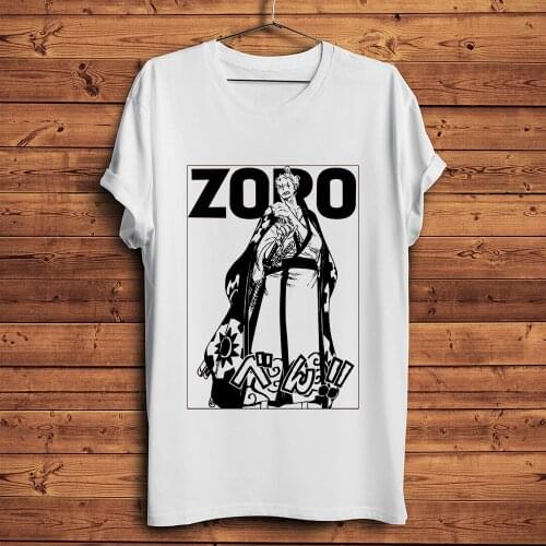 ONE Pirate Roronoa Zoro funny anime tshirt men new white short sleeve homme casual t shirt unisex Japan manga streetwear tee