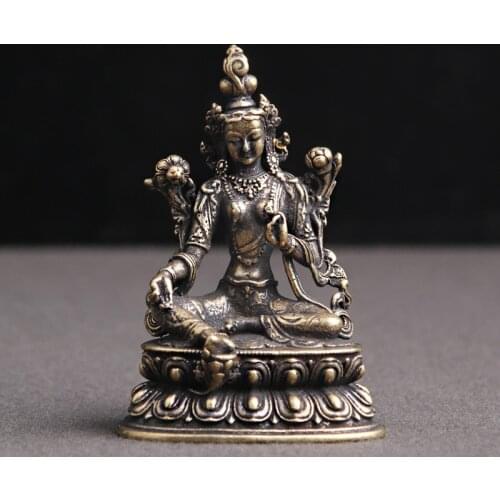 Aprox 5.5CM Height Green Tara Small Copper Statues Tantric Statues Buddha Statue Buddhism Buddhist Figure Figurine Desktop Craft