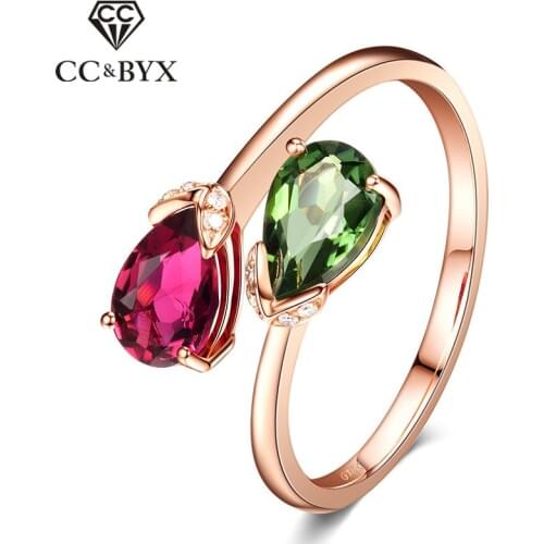 CC Rings-For-Women Two Color Water Drop Stone Openings Adjustable Ring Cubic Zirconia Simple Jewelry Accessories Anillos CC1355