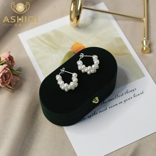 ASHIQI 925 sterling silver stud earrings natural freshwater pearl jewelry hand-woven for girls 2021 NEW