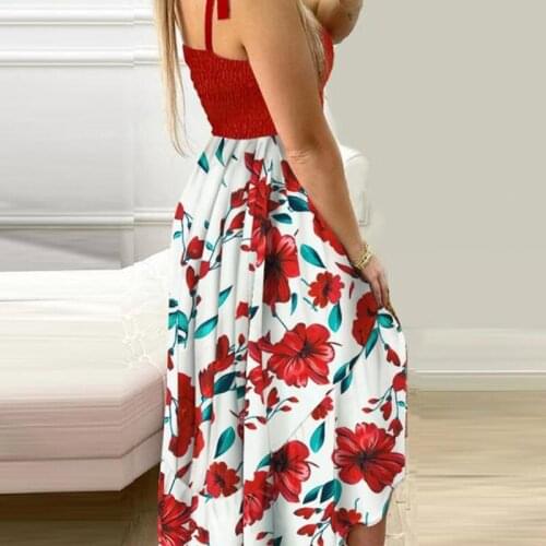 Summer Womens 2021 New Irregular Tube Top Sling Sleeveless Long Dress Applique Print Slim Commuter High Waist A-line Dress