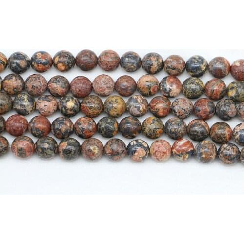 1strand/lot 4/6/8/10/12mm Natural Red Leopard Stone Bead Round Loose Bead Spacer Beads For Jewelry Making Findings DIY Bracelet