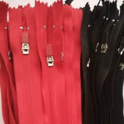 100PCS/LOT Nylon Zipper Fasteners Red Black CLOSE END Pu SLIDER SPORTS POCKET COLLAR Sewing ACCESSORIES