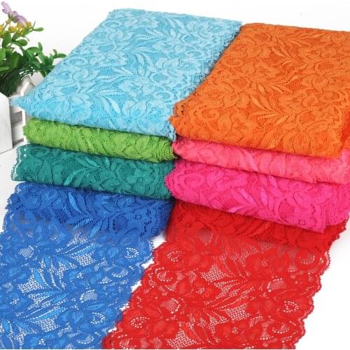 2Yard/lot Stretch Lace Floral 15cm Elastic Embroidered Lace Trims For Wedding Clothes Decoration DIY Garment Accessories