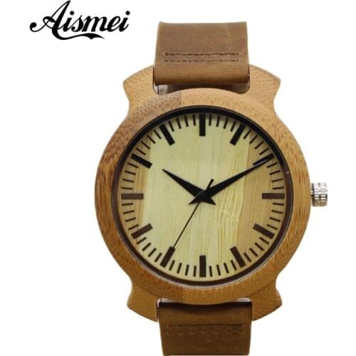 2018 Brand Wood Quartz Genuine Leather Men Women Bamboo Watches Luxury Male Wooden Watch relojes hombre Relogio Masculino