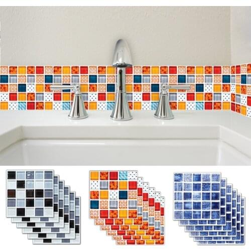 20x20cm 6pcs DIY Wall Paper Stickers Moroccan Mosaic Marble Tile Backsplash Removable Waterproof bathroom Kitchen wall stickers