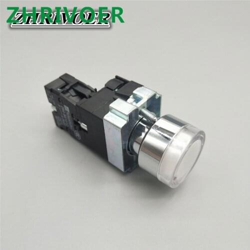 22mm XB2 12V 24V 36V 110V 220V 380V Push Button Switch with LED/Neon Light 1NO Green,Red,Yellow,Blue