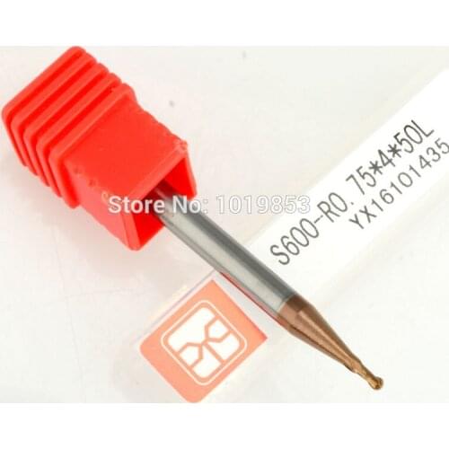4pcs SLONS S600-R0.75X4X50L HRC65 Ball nose tungsten Carbide end mill for CNC machine