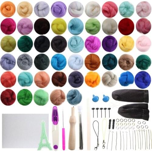 50 colors 5g Felting Wool Set Fibre Felt Fabric Felt Craft Toys Felting Wool Handmade Felting Craft
