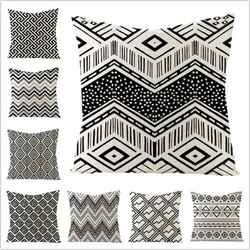 Geometric Abstract Pillowcase Cushion Cover Home Decorative Retro Ethnic Linen Living Room Sofa Car Seat Throw Pillows 45x45cm