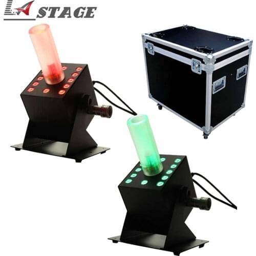 Free Shipping 2pcs/Lot Flightcase Packing RGB New Easy Adjustable 12x3w Led Co2 Jet Machine Stage Effect DMX Milky White Column