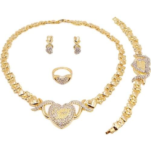 Big Heart Pendant With Small Chain Link Jewelry Set Luxury Designs Wedding & Birthday Party Jewelry Set For Women HM20081114