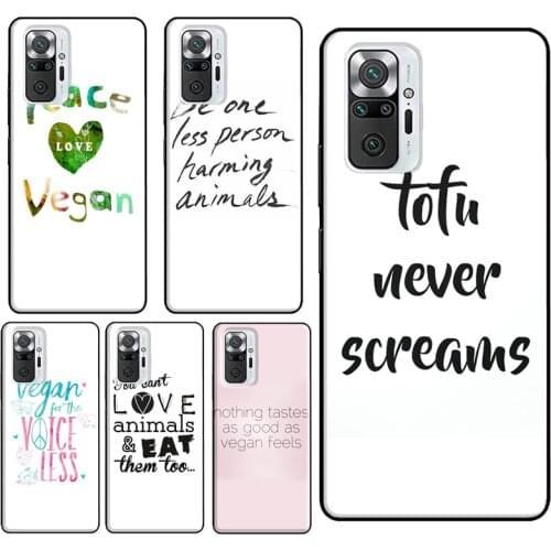 VEGAN QUOTES LOVE VEGGIE Case For Xiaomi Redmi Note 9 Pro 7 8 8T 9S Note 10 Pro Cover For Redmi 9 9T 9C 9A 8A 7A