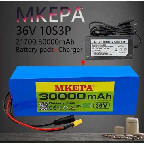 36V 30Ah battery 21700 10S3P 500W high power batteries 42V 30000mAh Ebike electric bicycle with BMS Protection+Charger